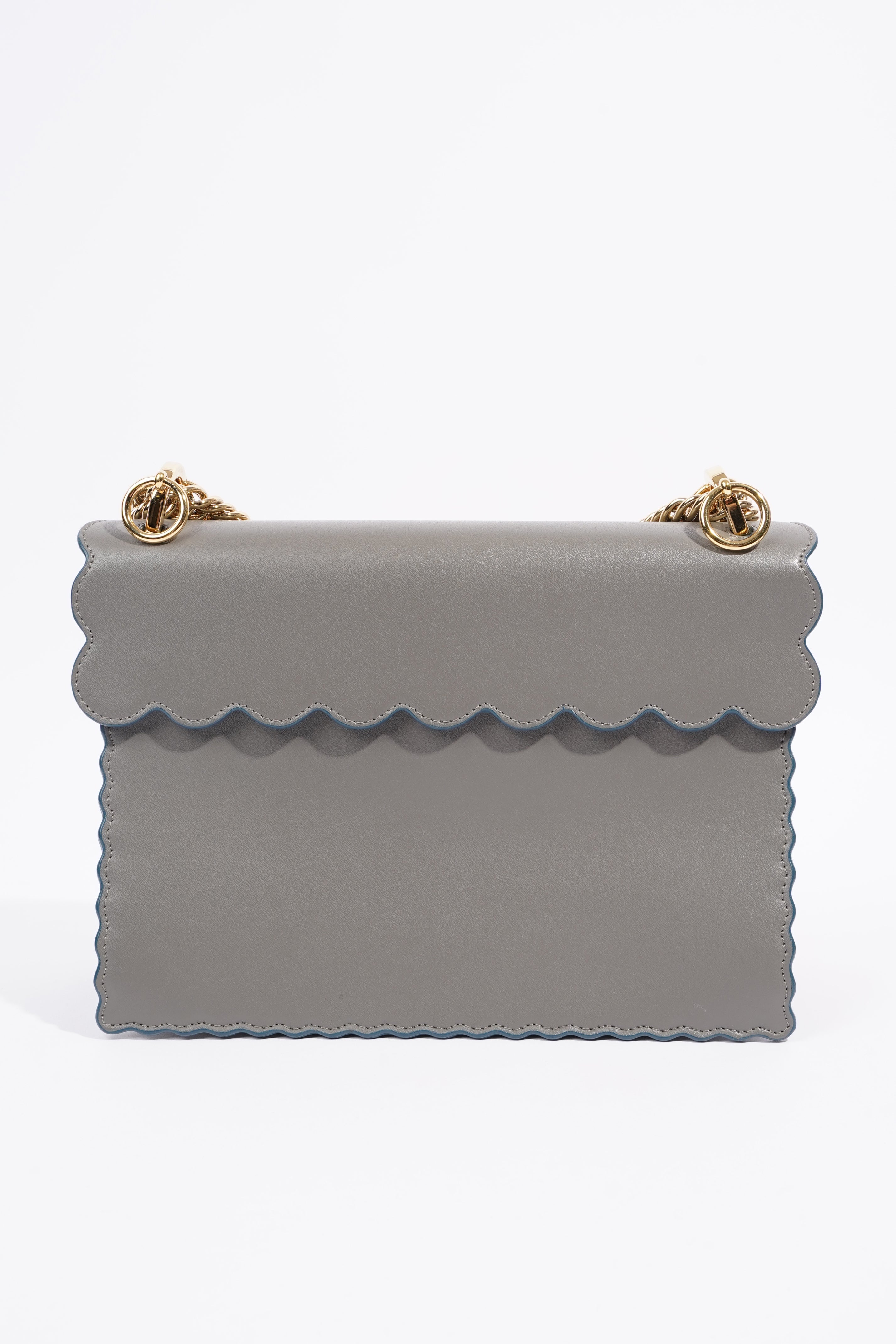Fendi Kan I Scallop Bag Grey Leather Medium