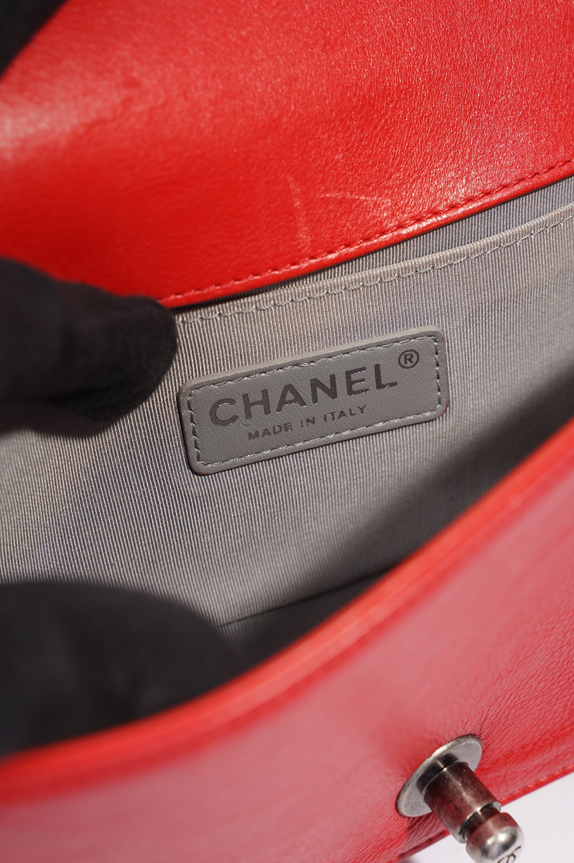 Chanel Womens Boy Bag Red Lambskin Small
