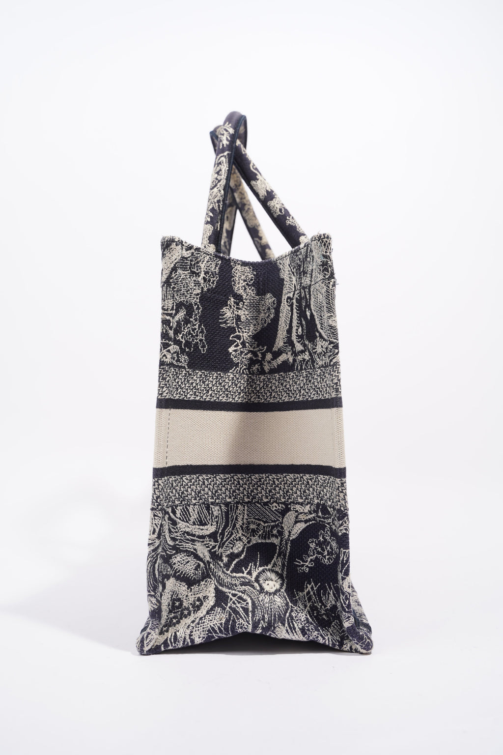 Christian Dior Womens Book Tote Blue Toile de Jouy Reverse Embroidery Medium