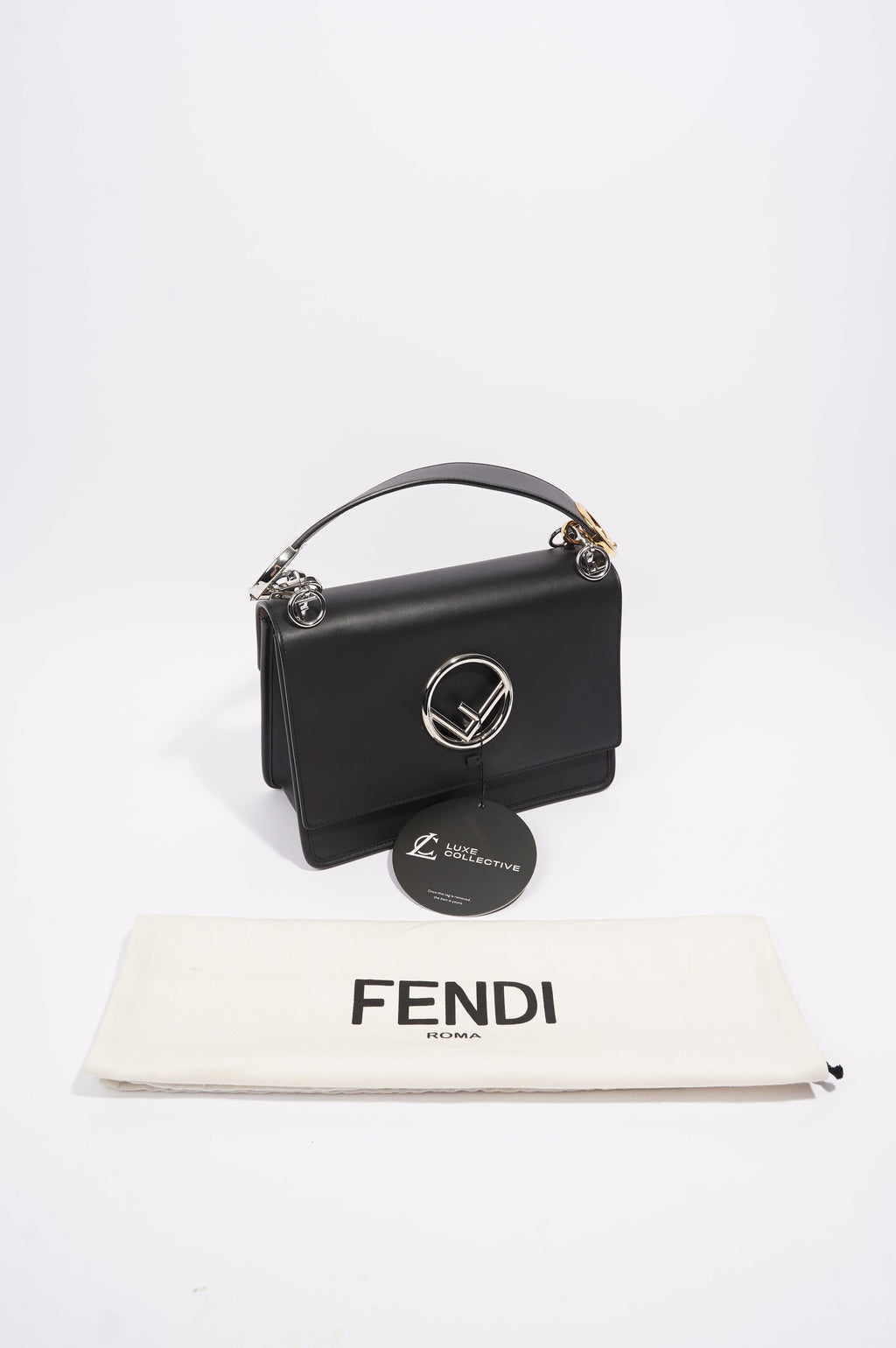 Fendi Womens Fendi Kan I Bag Black Leather