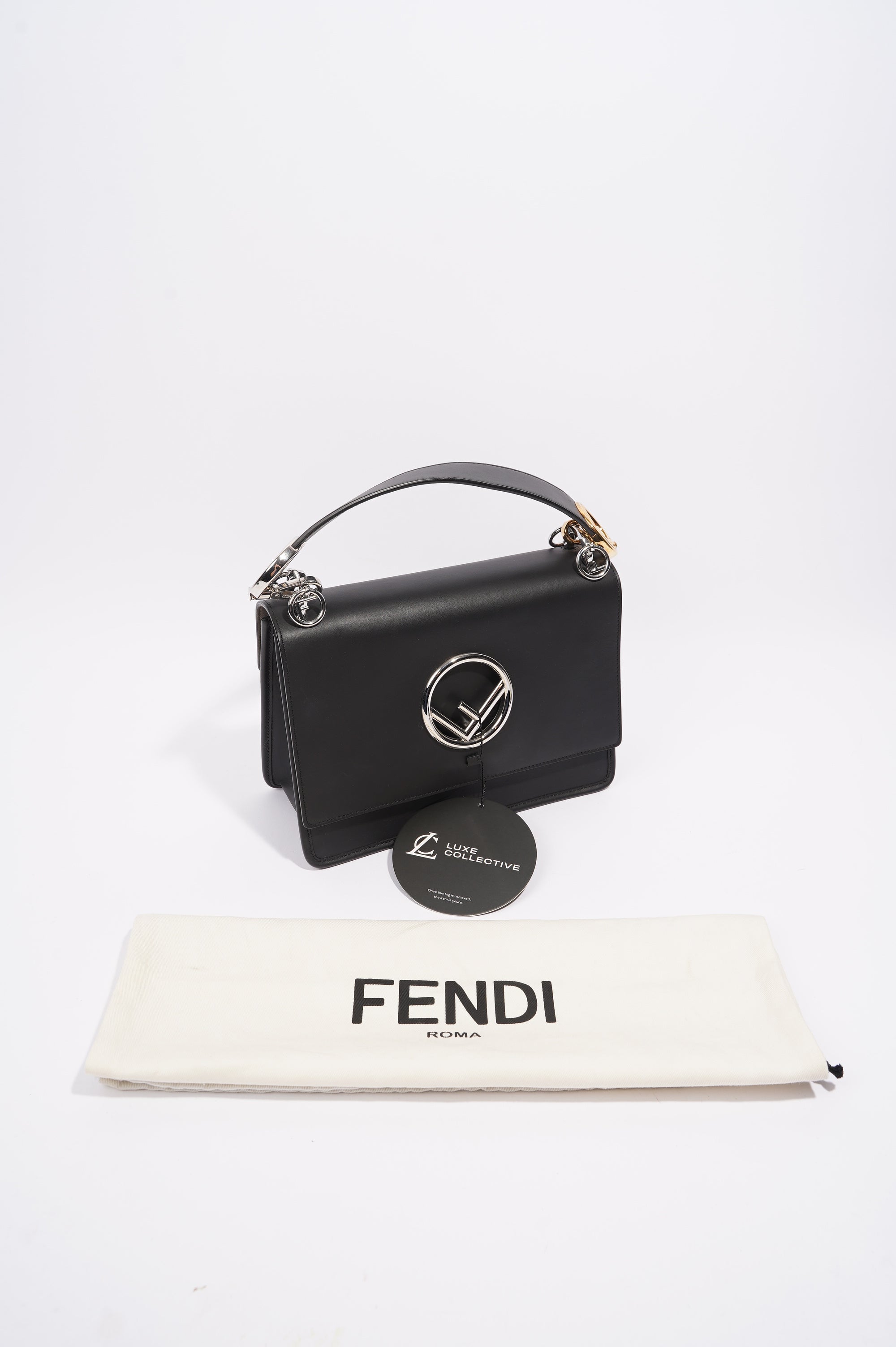 Fendi Womens Fendi Kan I Bag Black Leather