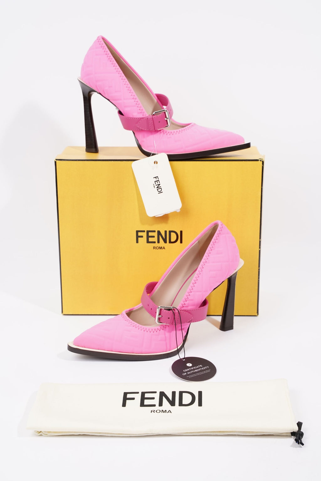 Fendi Womens Decollete Lycra FF Print Pump Pink EU 40 / UK 7