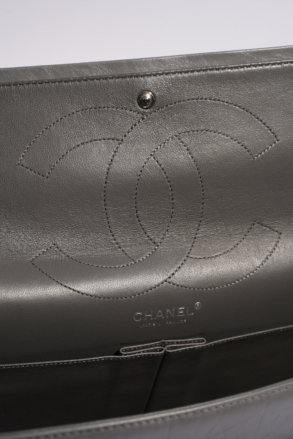 Chanel Womens 2.55 Lambskin Classic Flap Bag Grey