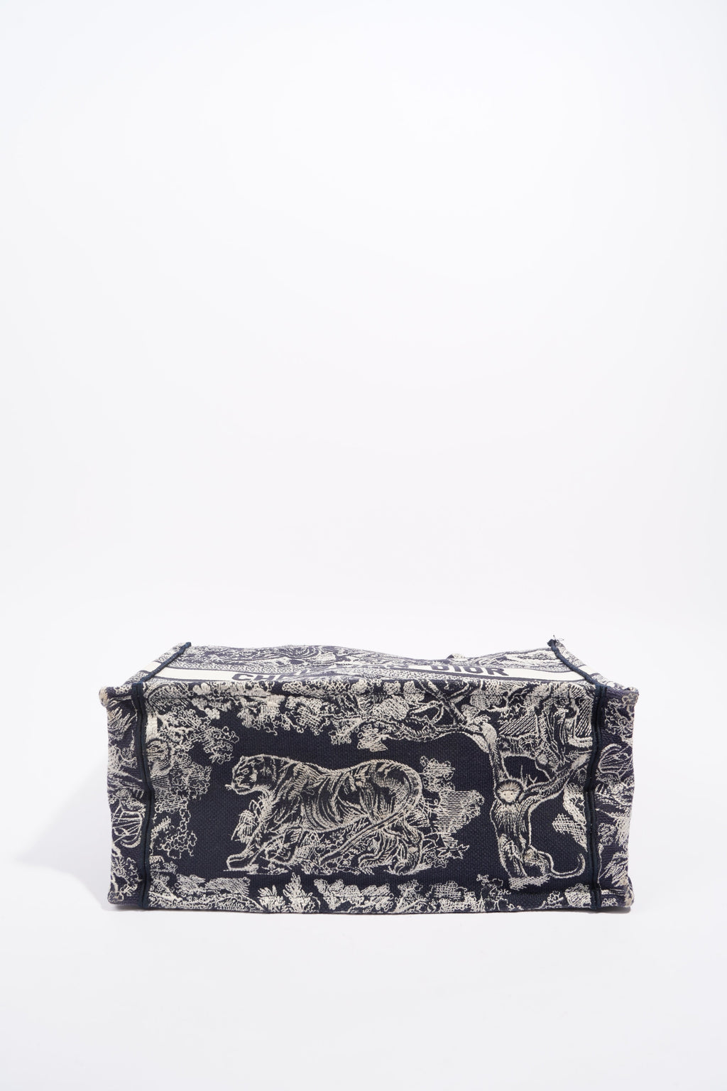 Christian Dior Womens Book Tote Blue Toile de Jouy Reverse Embroidery Medium