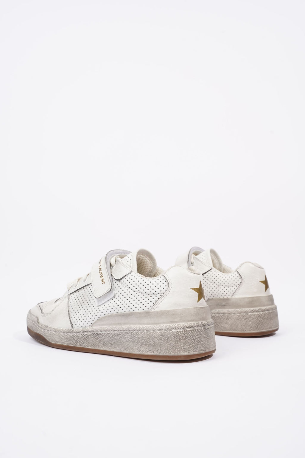 Saint Laurent Womens SL24 Low Top Sneaker Distressed White EU 37.5 / UK 4.5