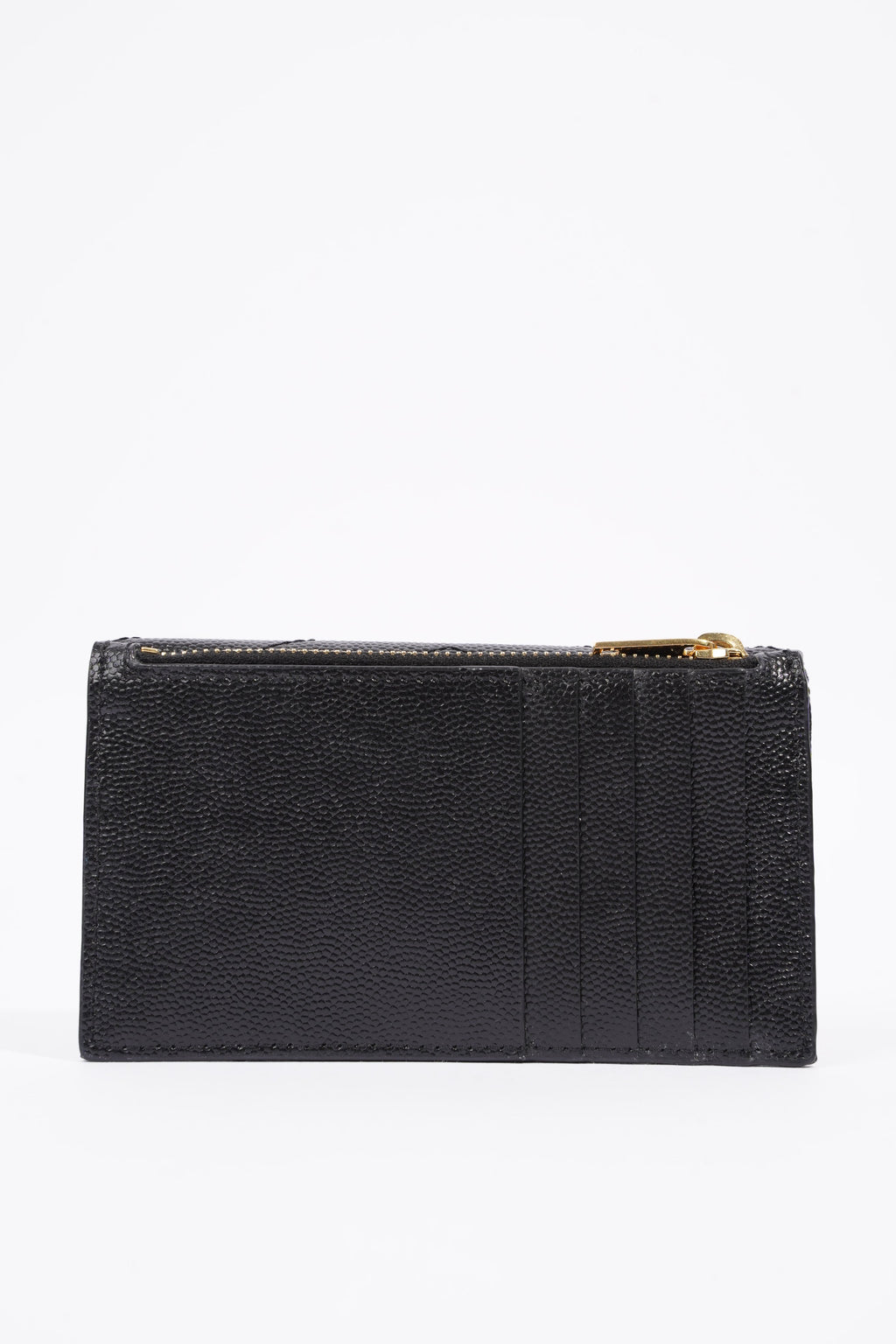 Saint Laurent Womens Cassandre Card Holder Black Leather