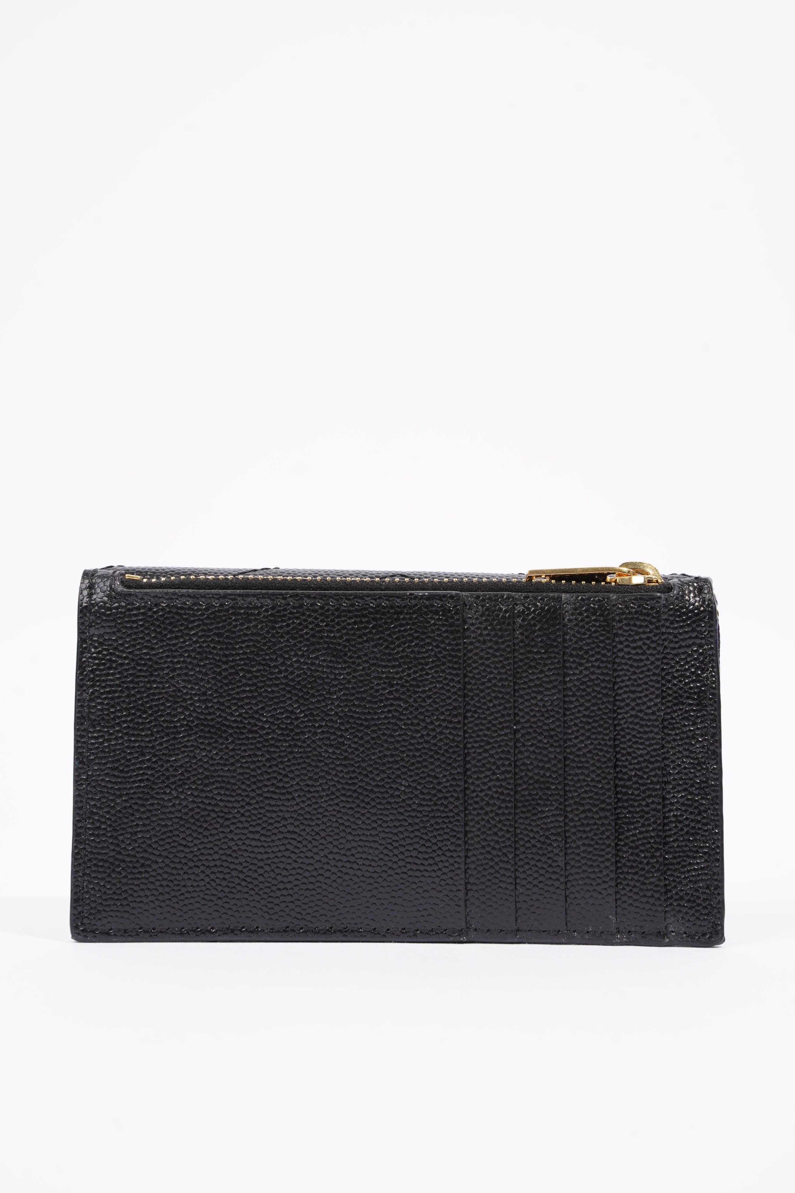 Saint Laurent Womens Cassandre Card Holder Black Leather