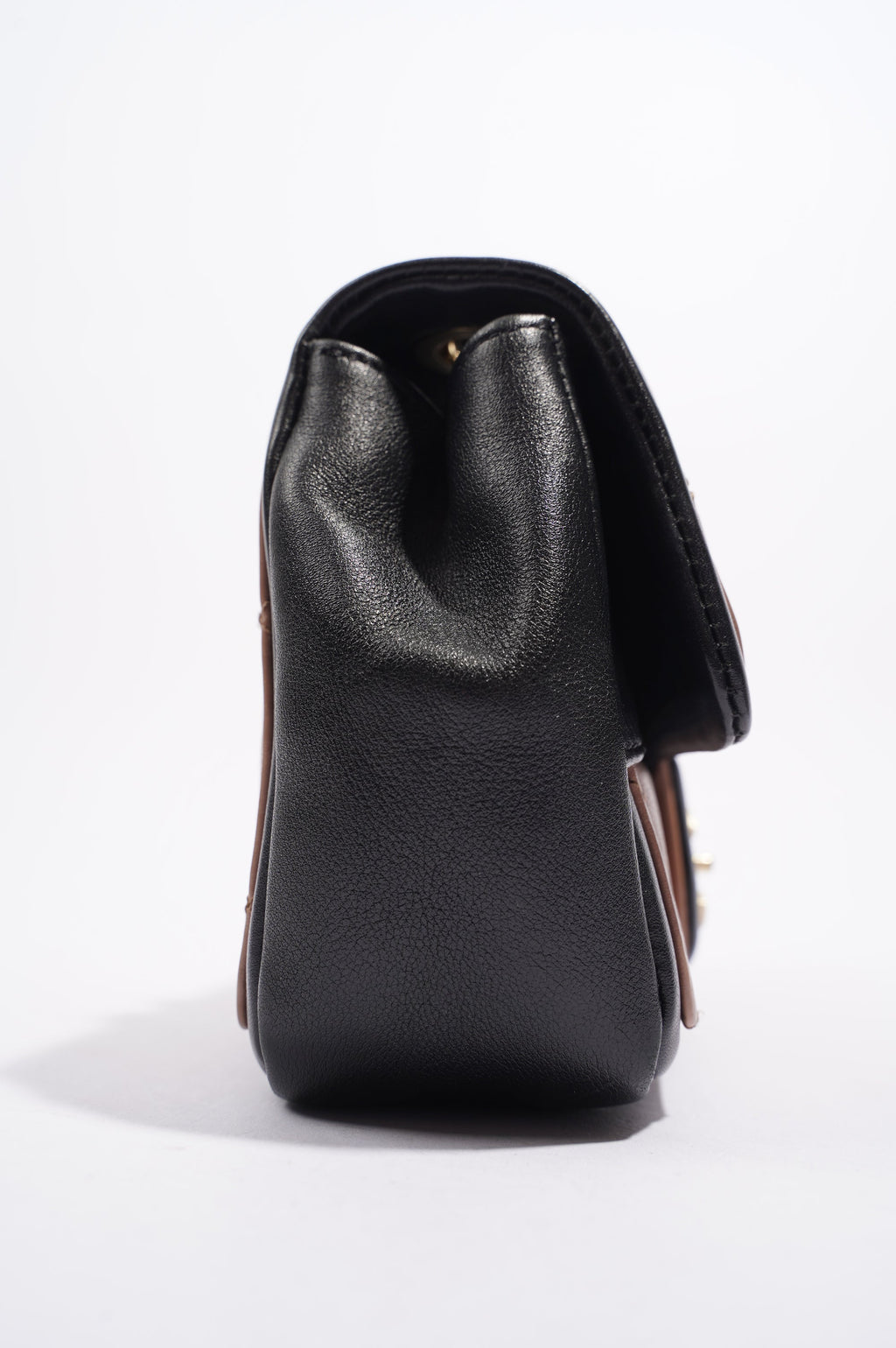 Chanel Womens Lambskin Quilted Two Tone Bag Nude / Black Small