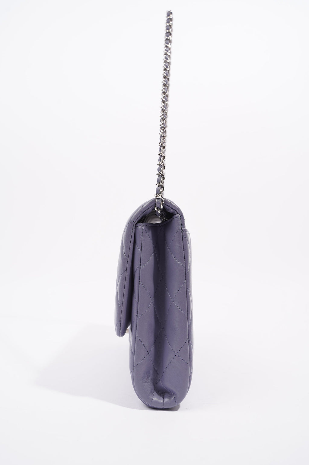 Chanel Womens Lambskin Clutch With Chain Lavender Large