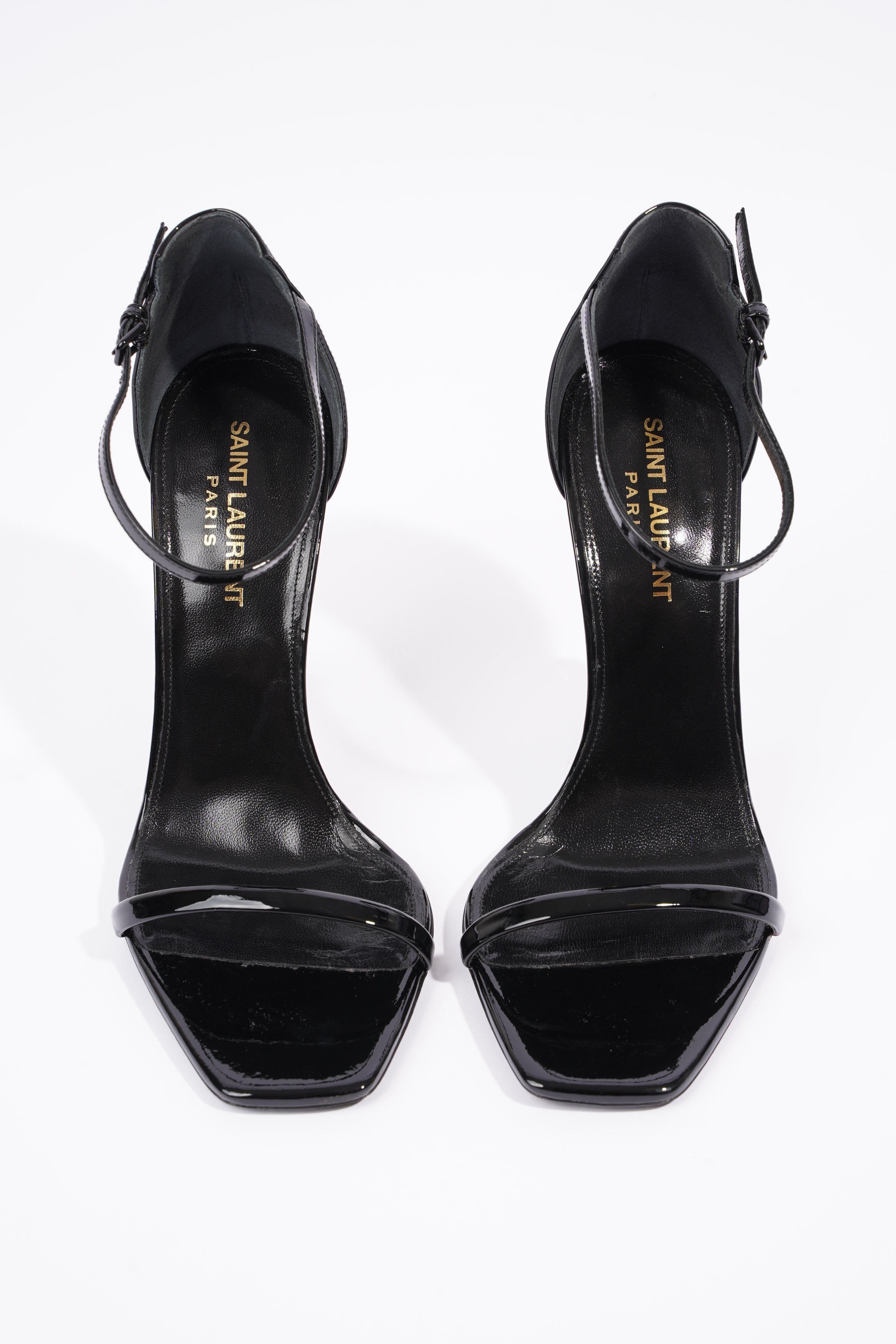 Saint Laurent Womens Opyum Sandal Patent Black EU 38 / UK 5