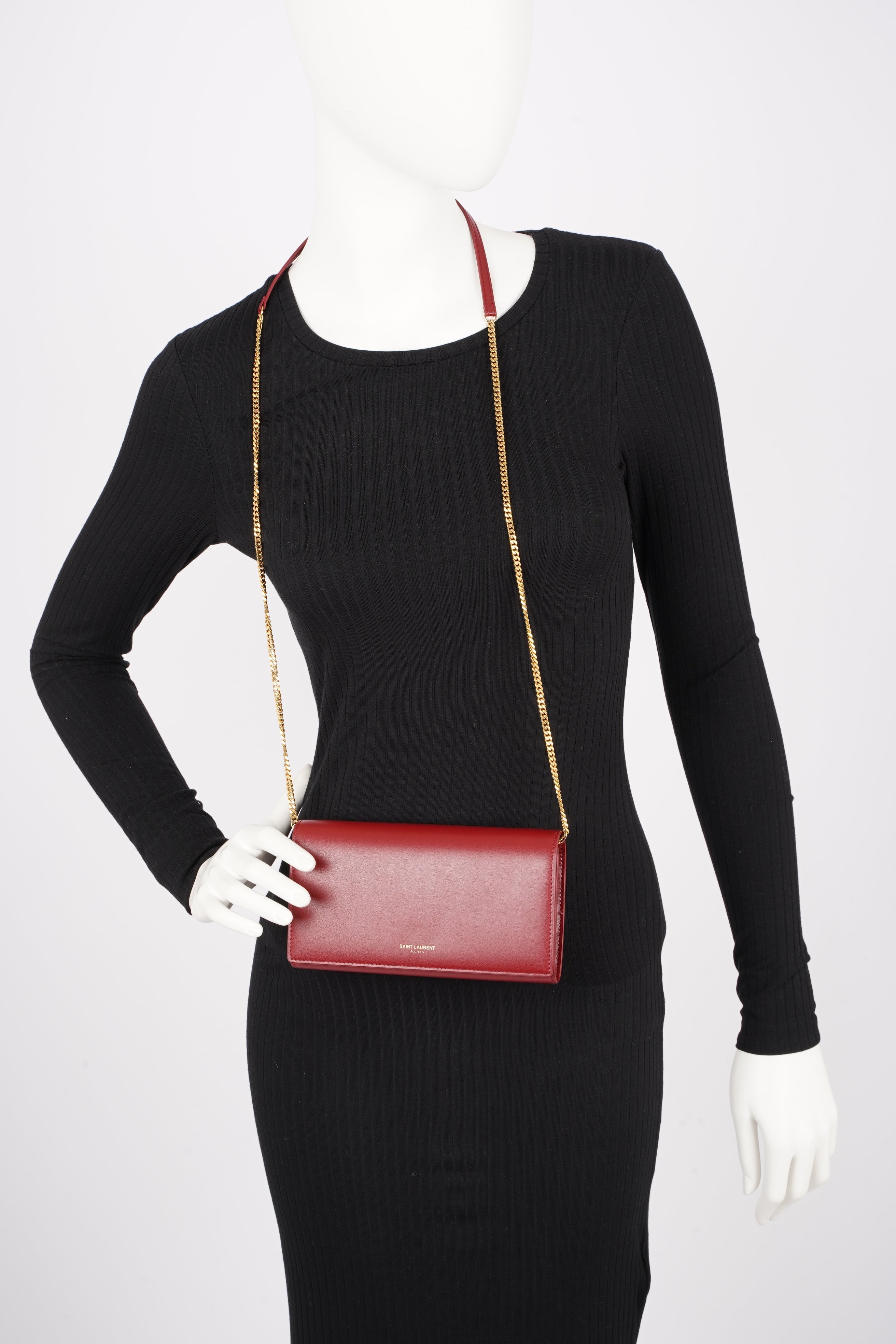 Saint Laurent Womens Mini Paris Bag Red Leather