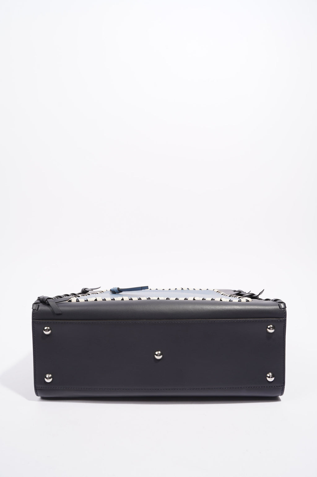 Fendi Womens Runaway Whipstitch Bag Blue / Navy