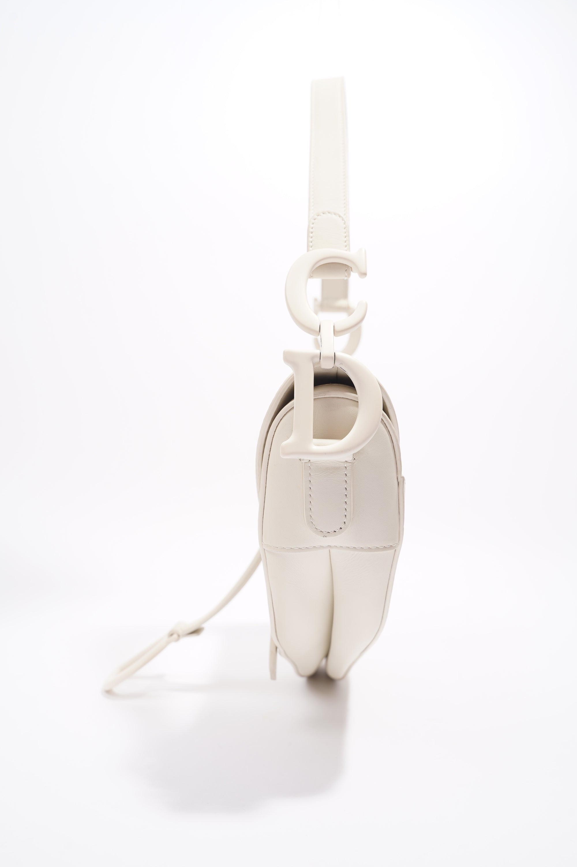 Christian Dior Womens Saddle Bag White Leather