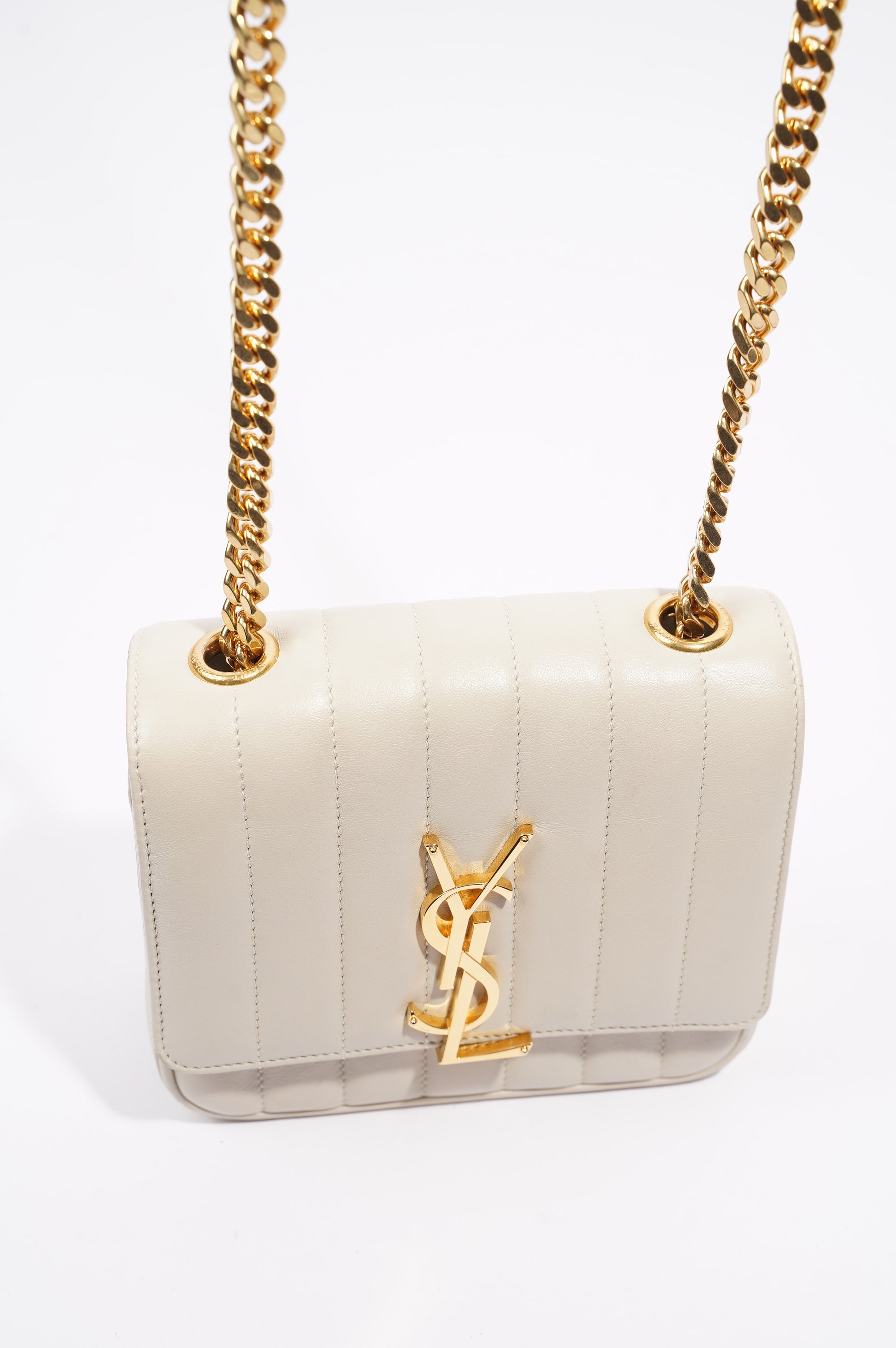 Saint Laurent Womens Vicky Bag White Small