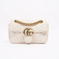 Gucci Womens Marmont Flap White Matelasse Mini