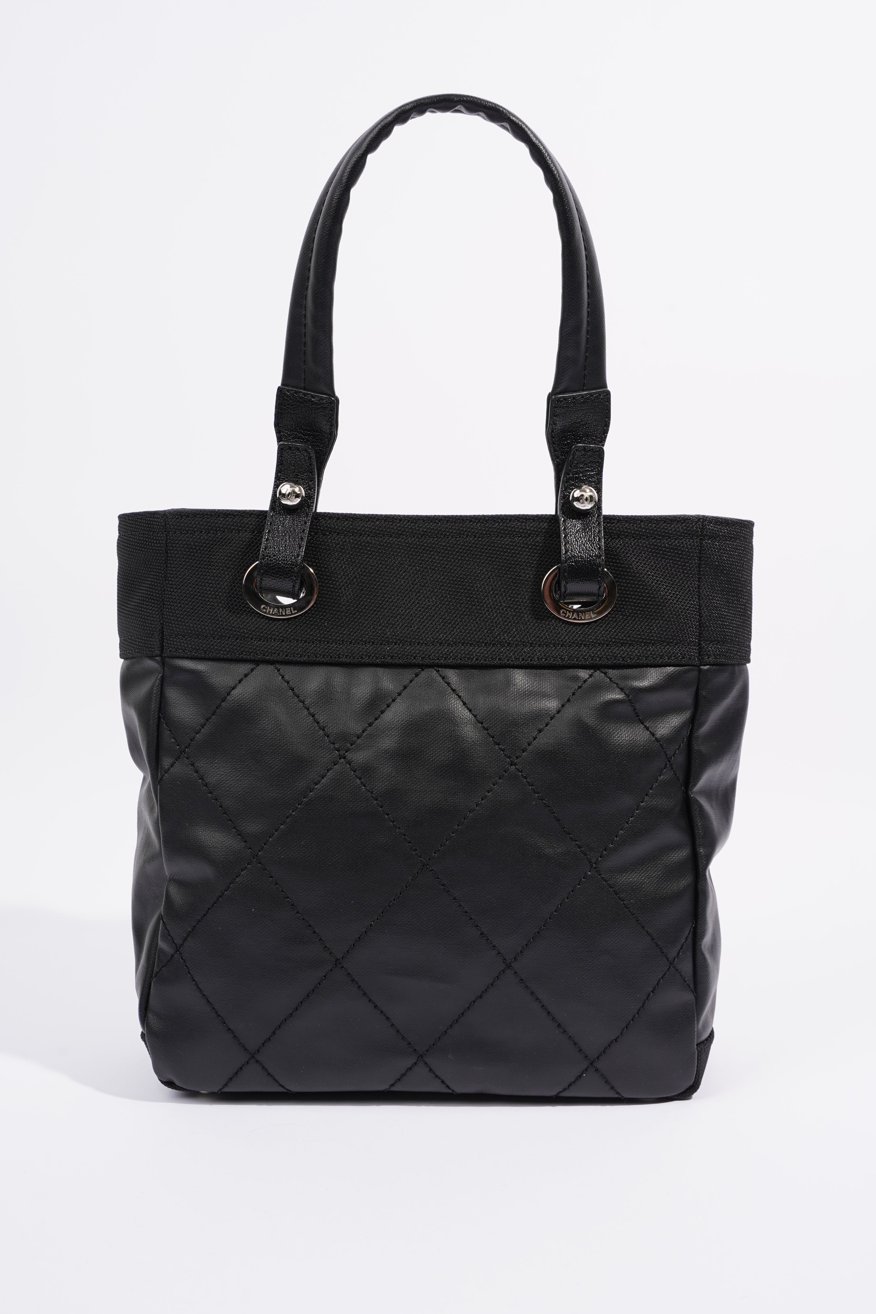 Chanel Paris Biarritz Tote Black Canvas