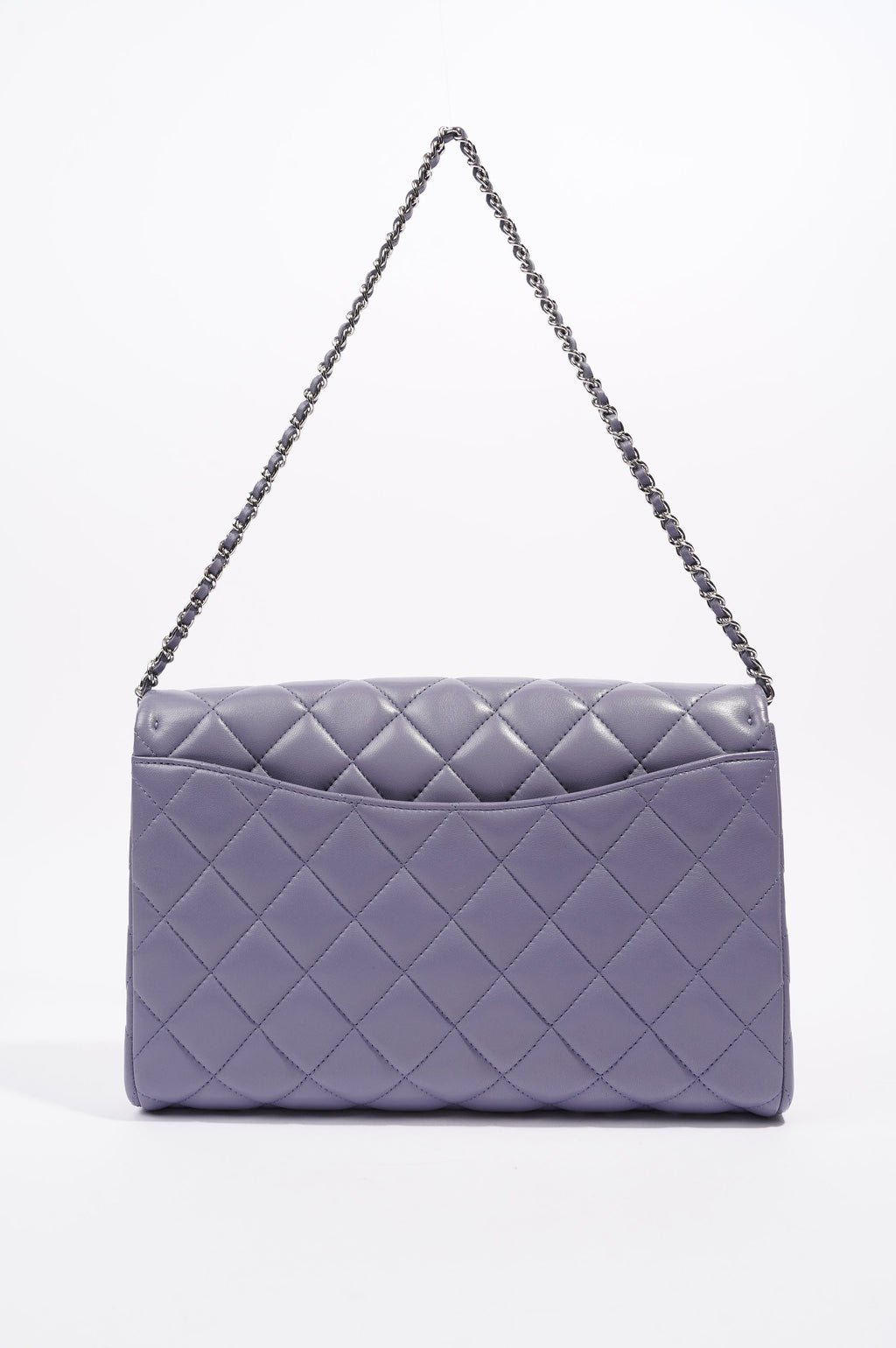 Chanel Womens Lambskin Clutch With Chain Lavender Large