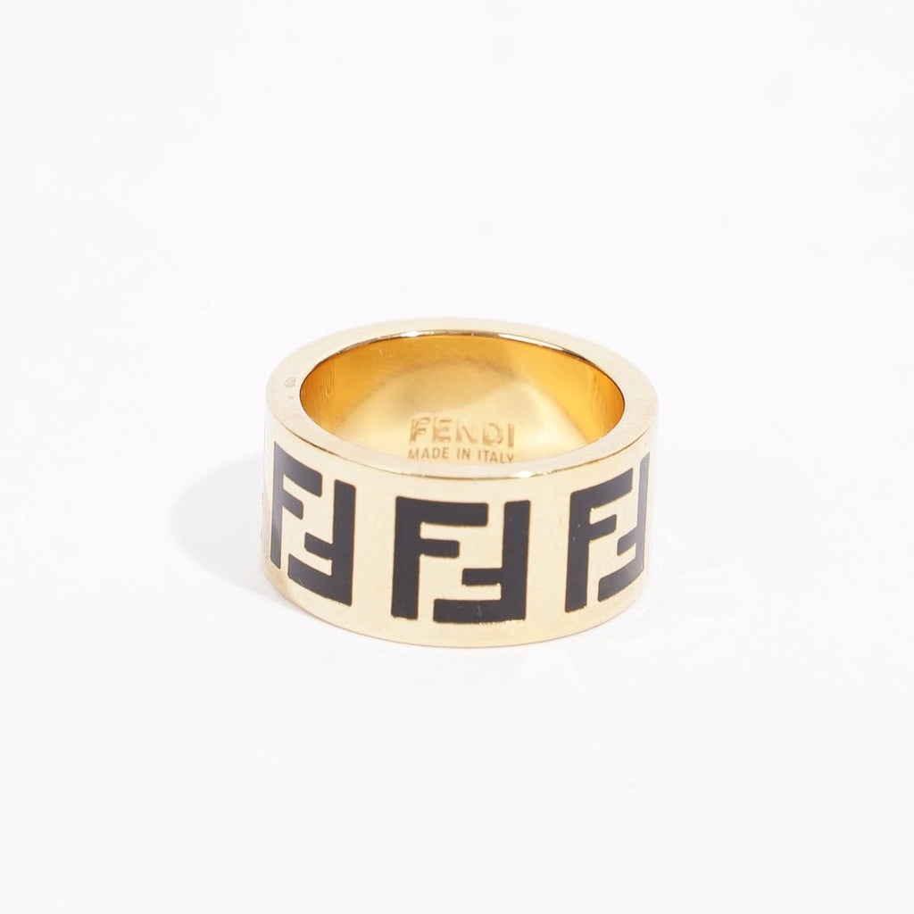 Fendi Womens F Ring Golden Finish Brass Medium