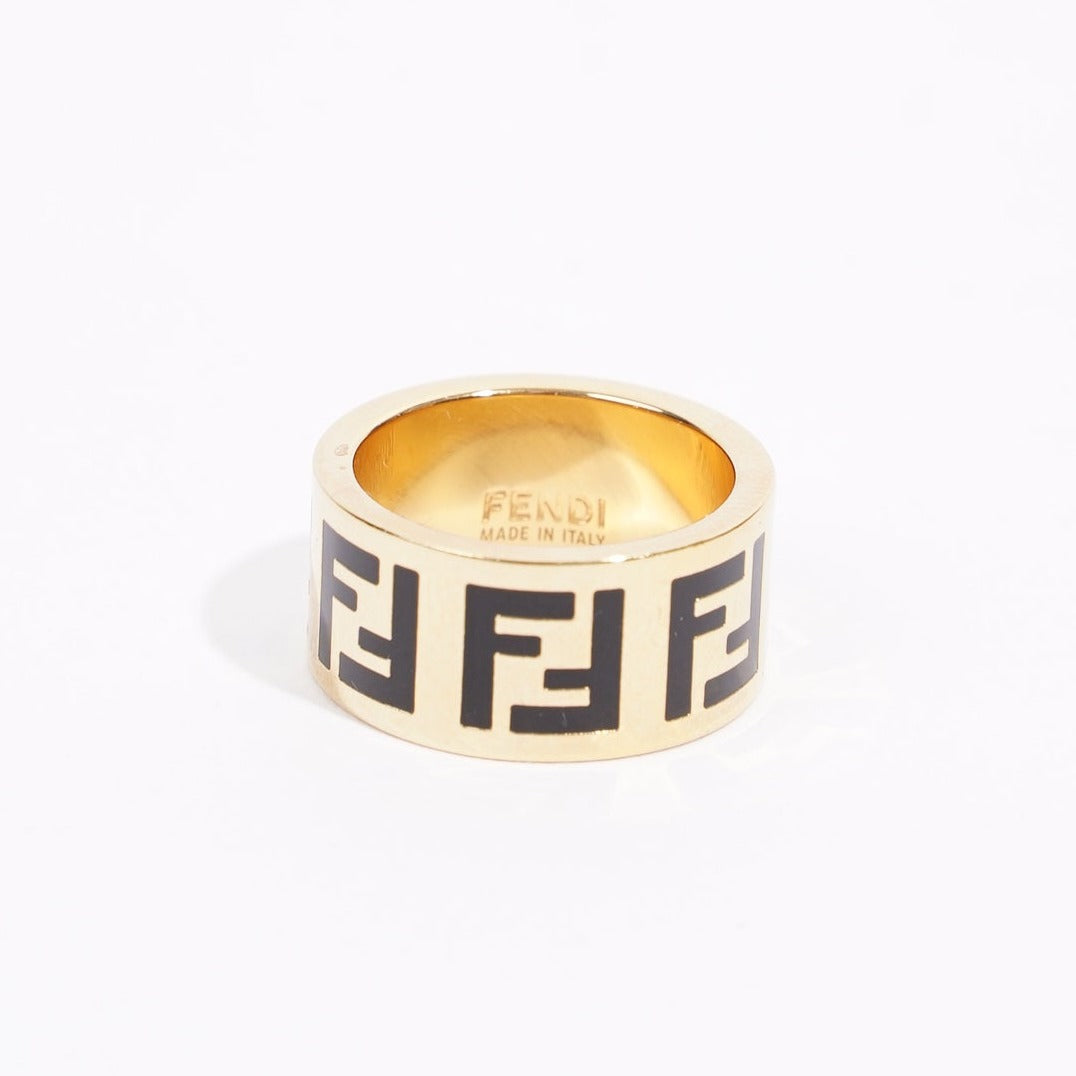 Fendi Womens F Ring Golden Finish Brass Medium
