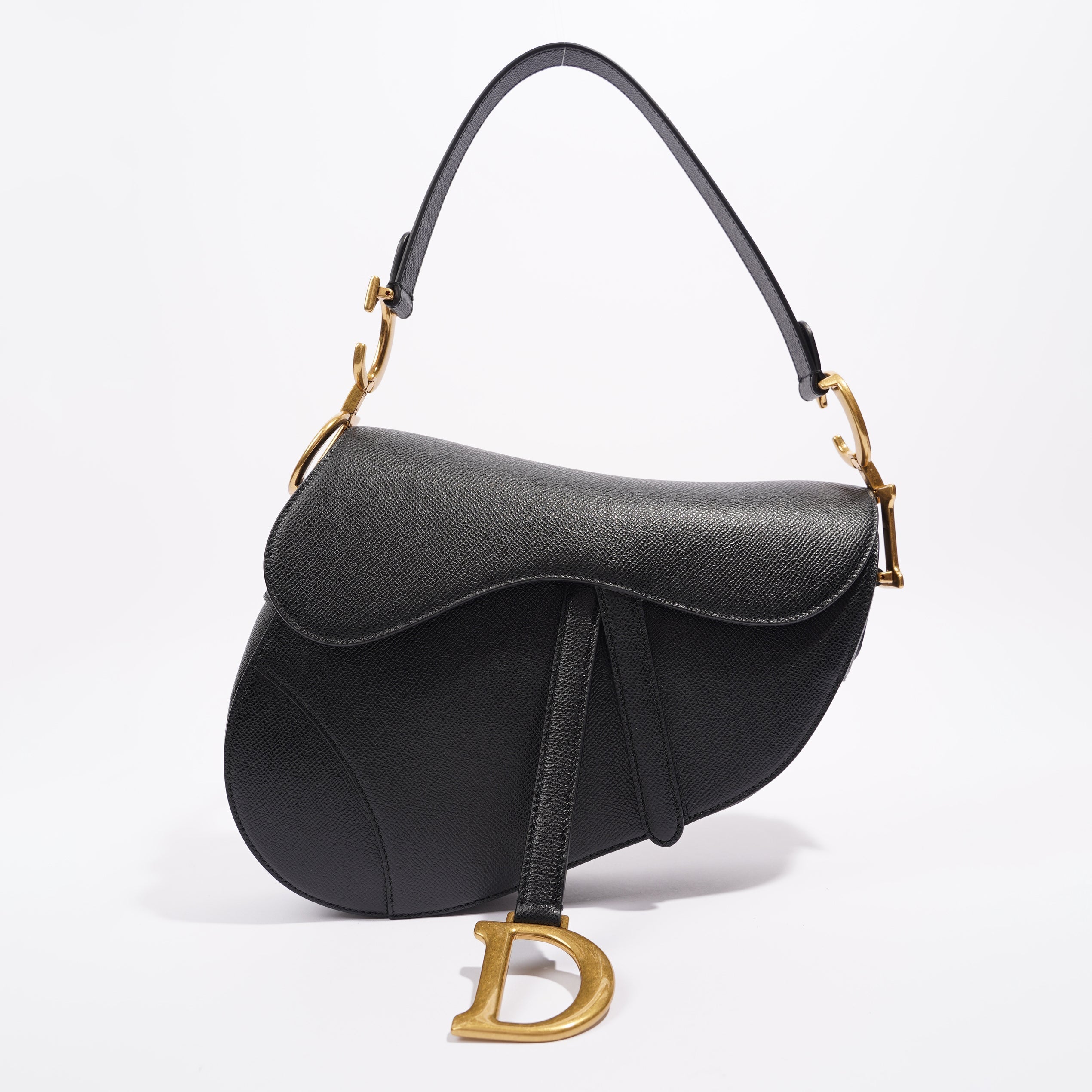 Christian Dior Womens Saddle Bag Black Leather