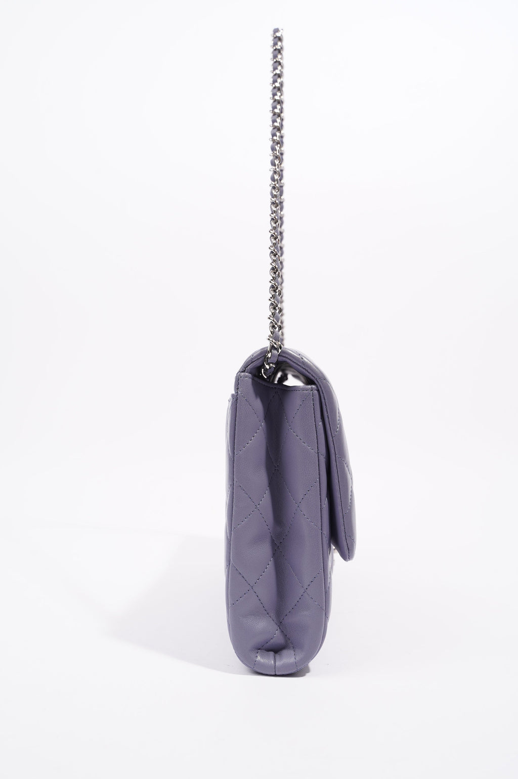Chanel Womens Lambskin Clutch With Chain Lavender Large