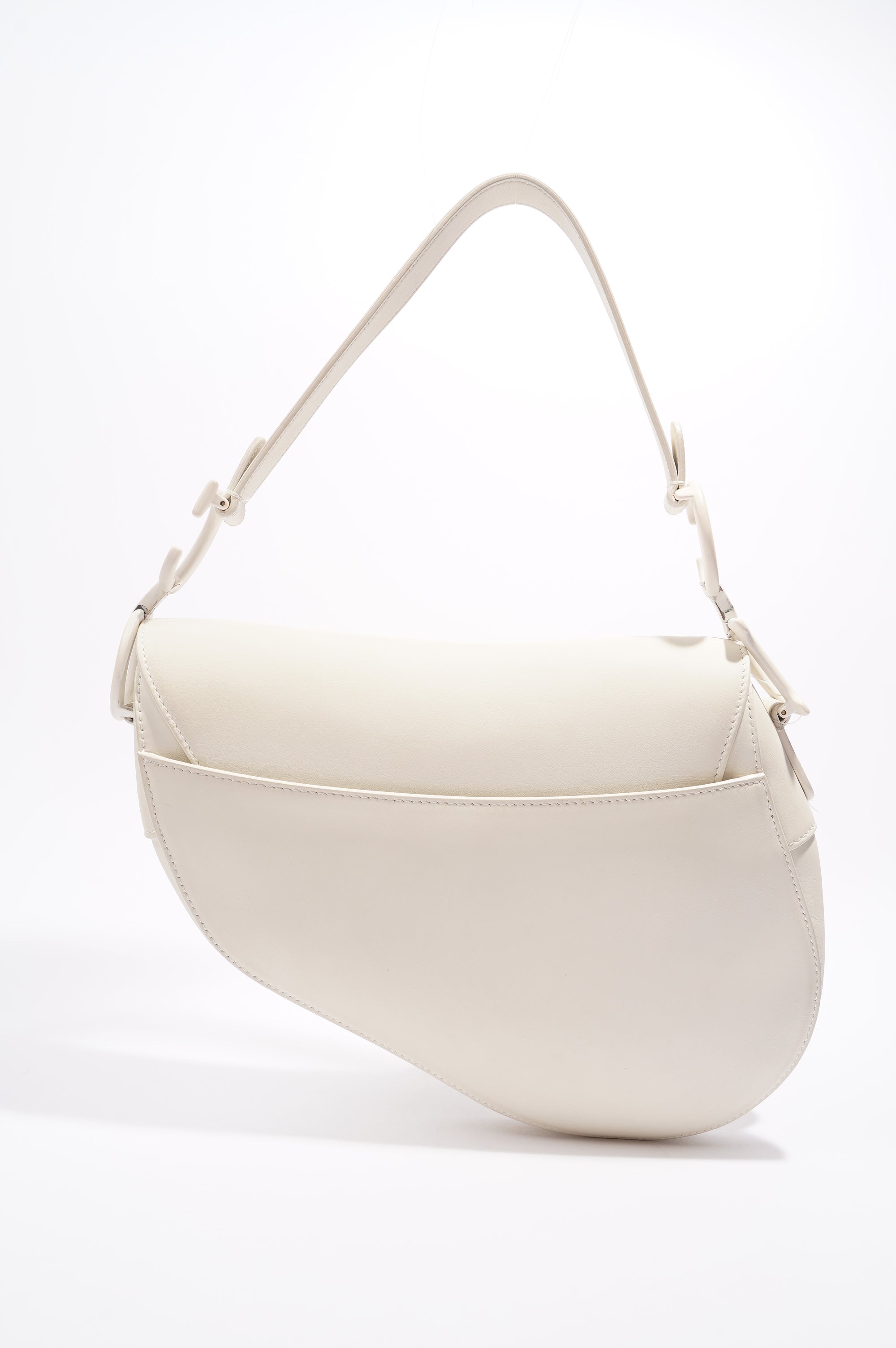 Christian Dior Womens Saddle Bag White Leather