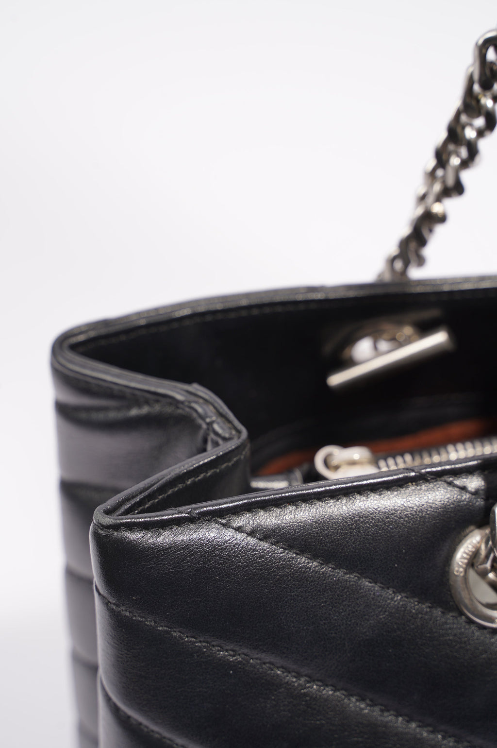Saint Laurent Womens Lou Lou Shopper Bag Black / Silver Large