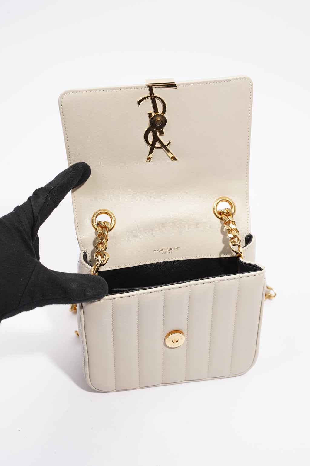 Saint Laurent Womens Vicky Bag White Small