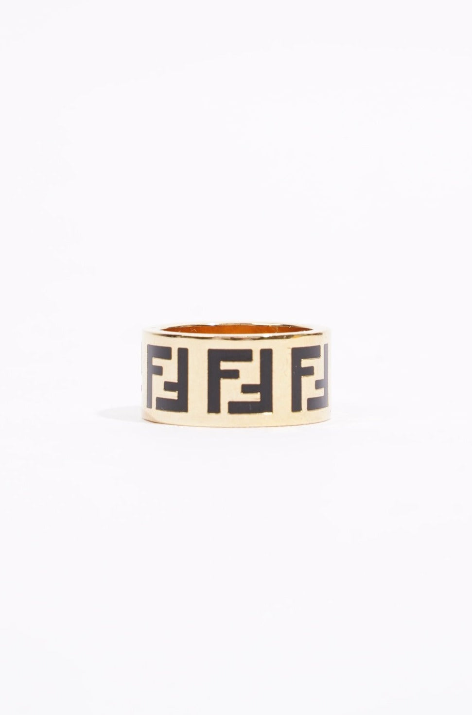 Fendi Womens F Ring Golden Finish Brass Medium