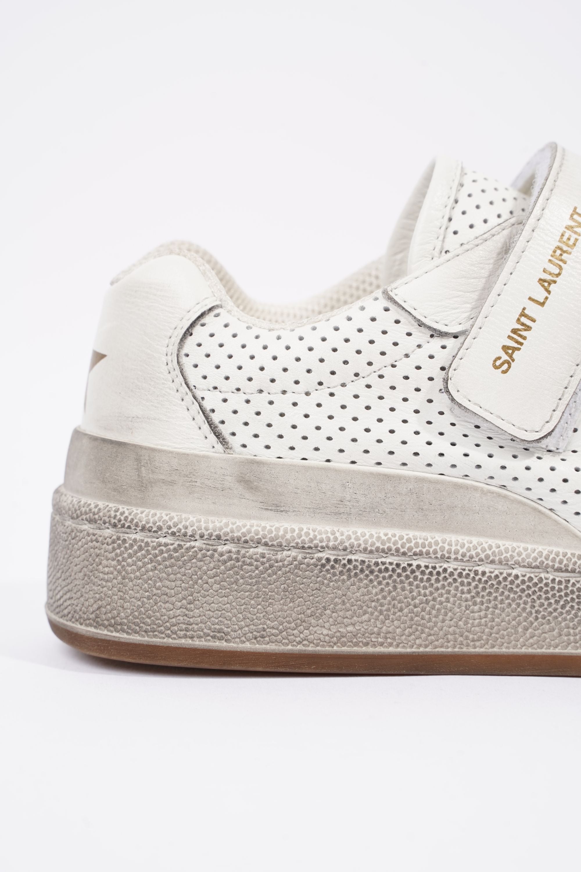 Saint Laurent Womens SL24 Low Top Sneaker Distressed White EU 37.5 / UK 4.5
