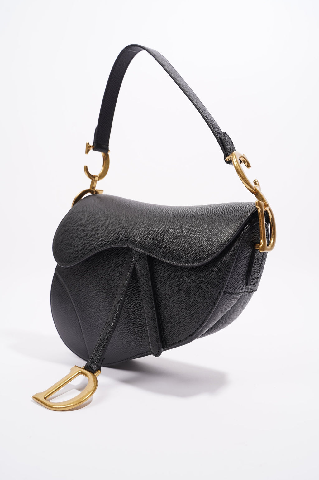 Christian Dior Womens Saddle Bag Black Leather