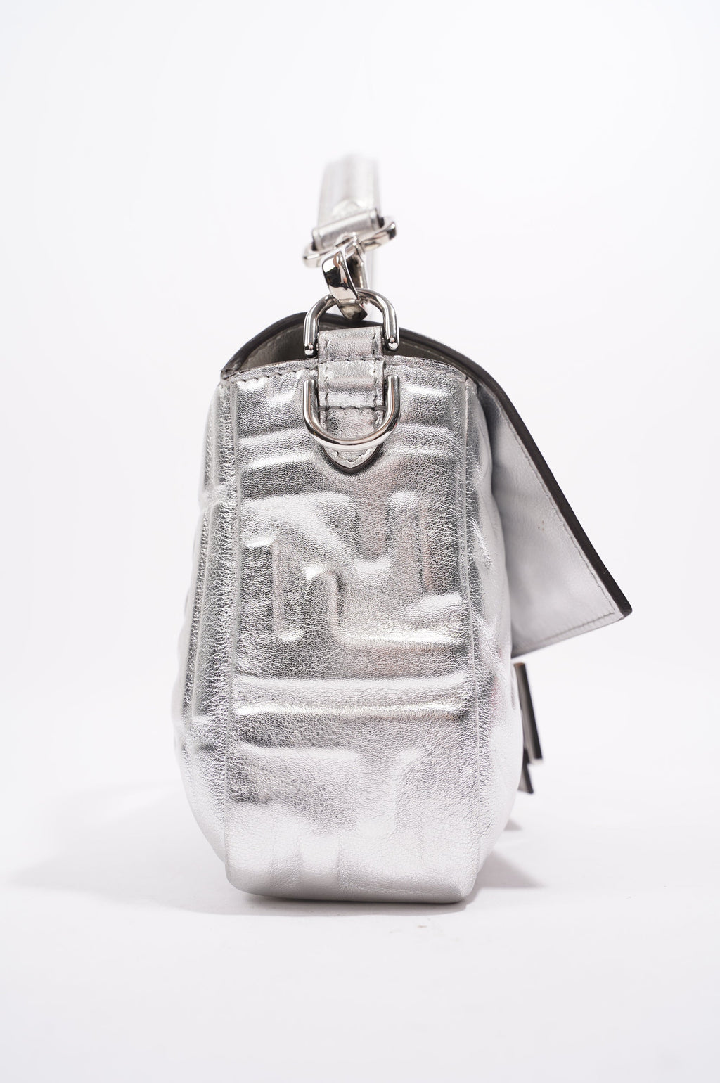 Fendi Womens Baguette Bag Silver Leather
