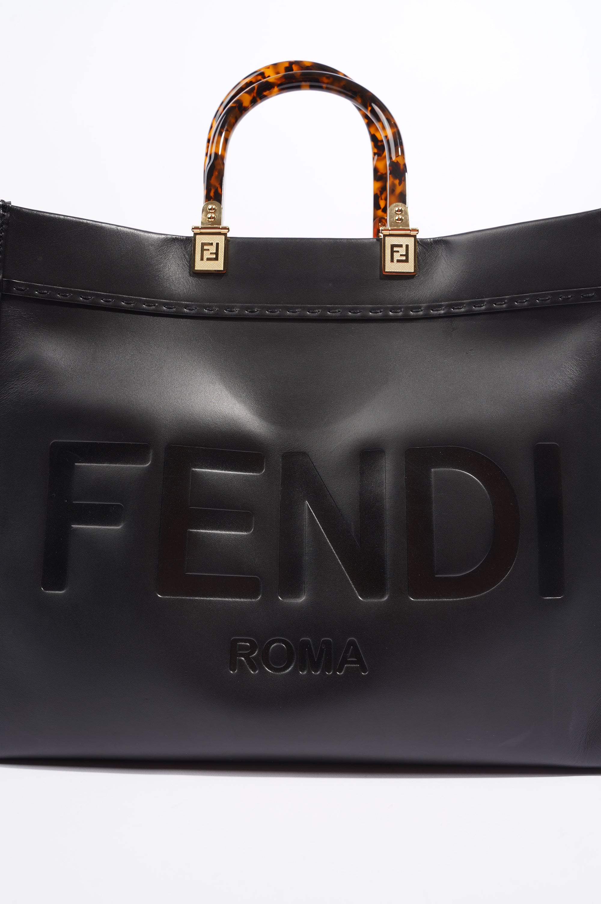 Fendi Womens Sunshine Shopping Bag Black Medium