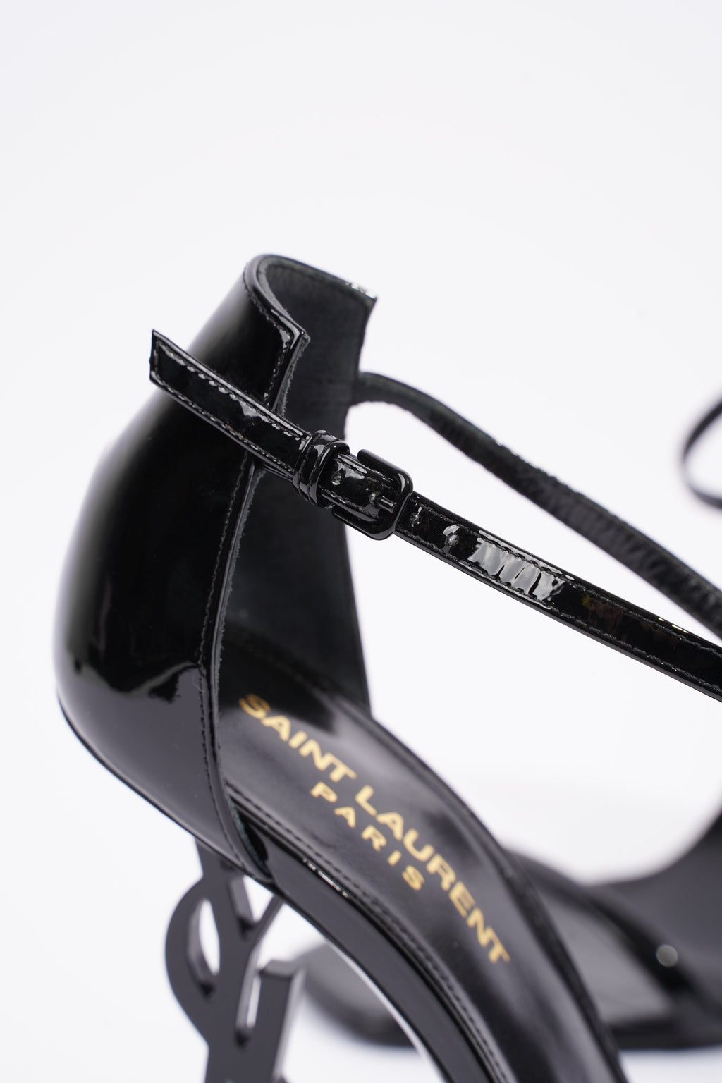 Saint Laurent Womens Opyum Sandal Patent Black EU 38 / UK 5