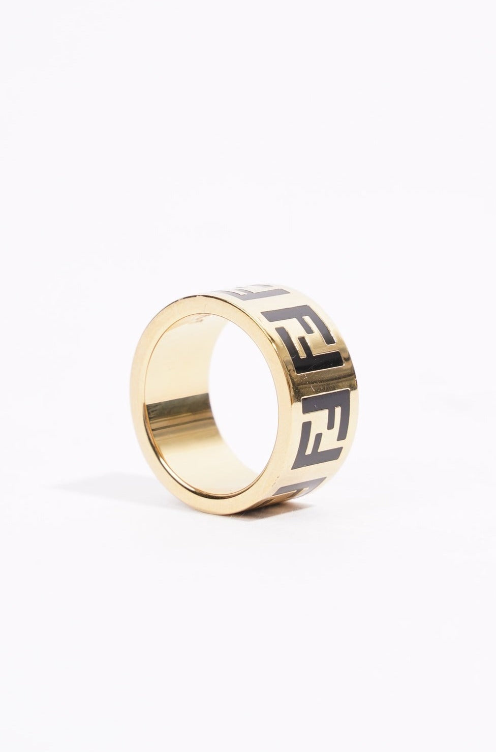 Fendi Womens F Ring Golden Finish Brass Medium