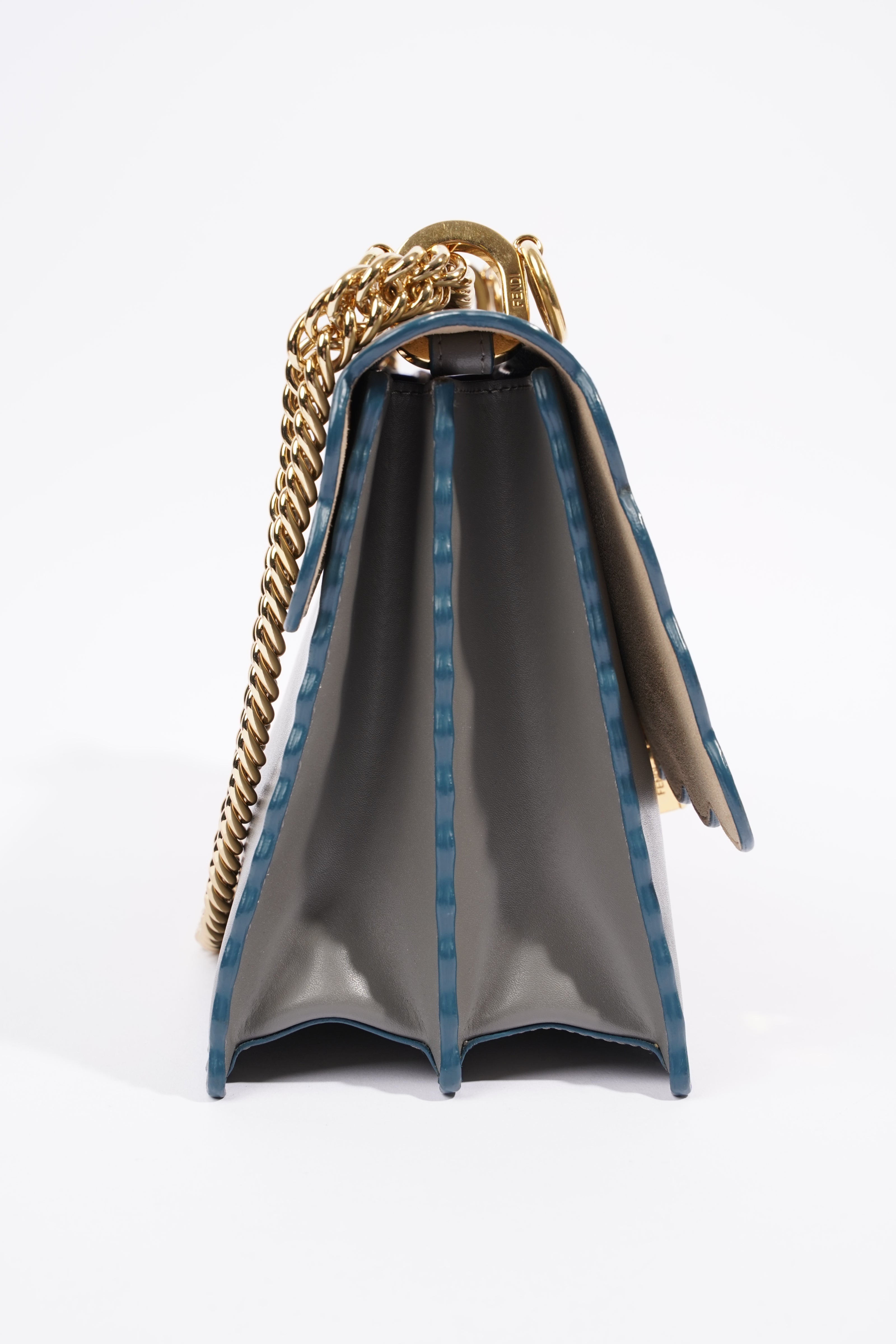 Fendi Kan I Scallop Bag Grey Leather Medium