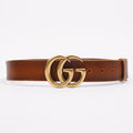 Gucci Mens Marmont Leather Belt Brown / Gold 85-34