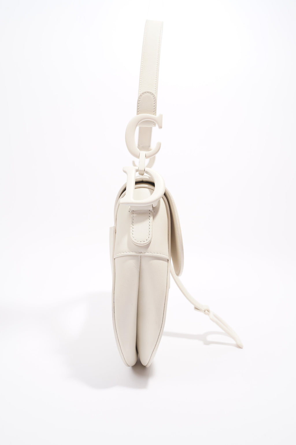 Christian Dior Womens Saddle Bag White Leather
