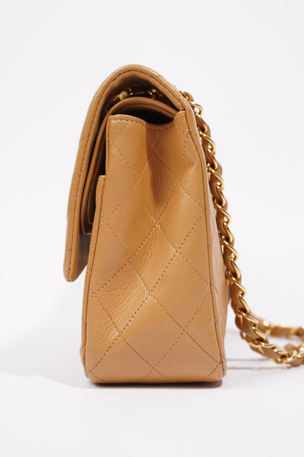 Chanel Womens Lambskin Classic Flap Beige Medium