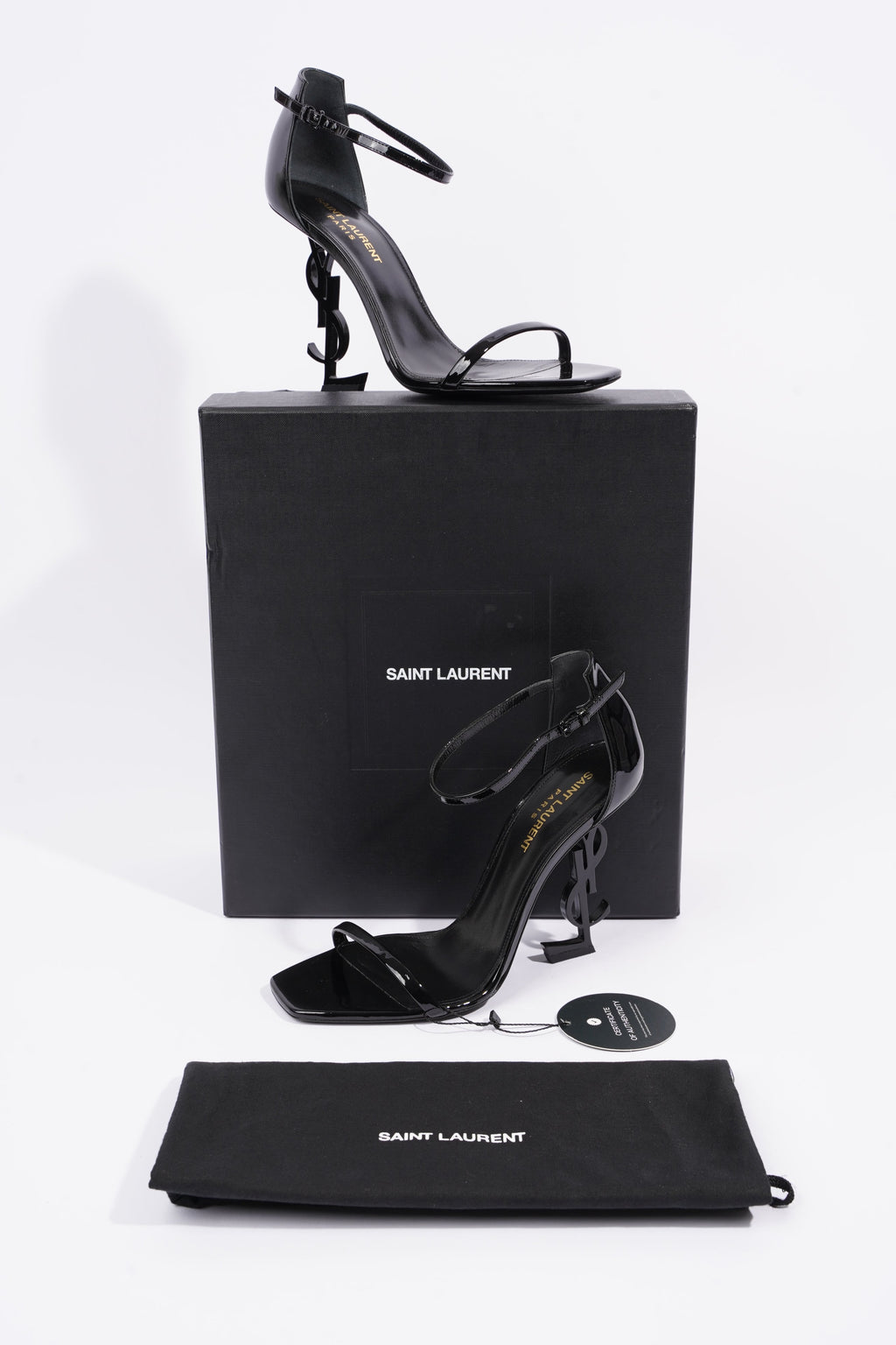 Saint Laurent Womens Opyum Sandal Patent Black EU 38 / UK 5