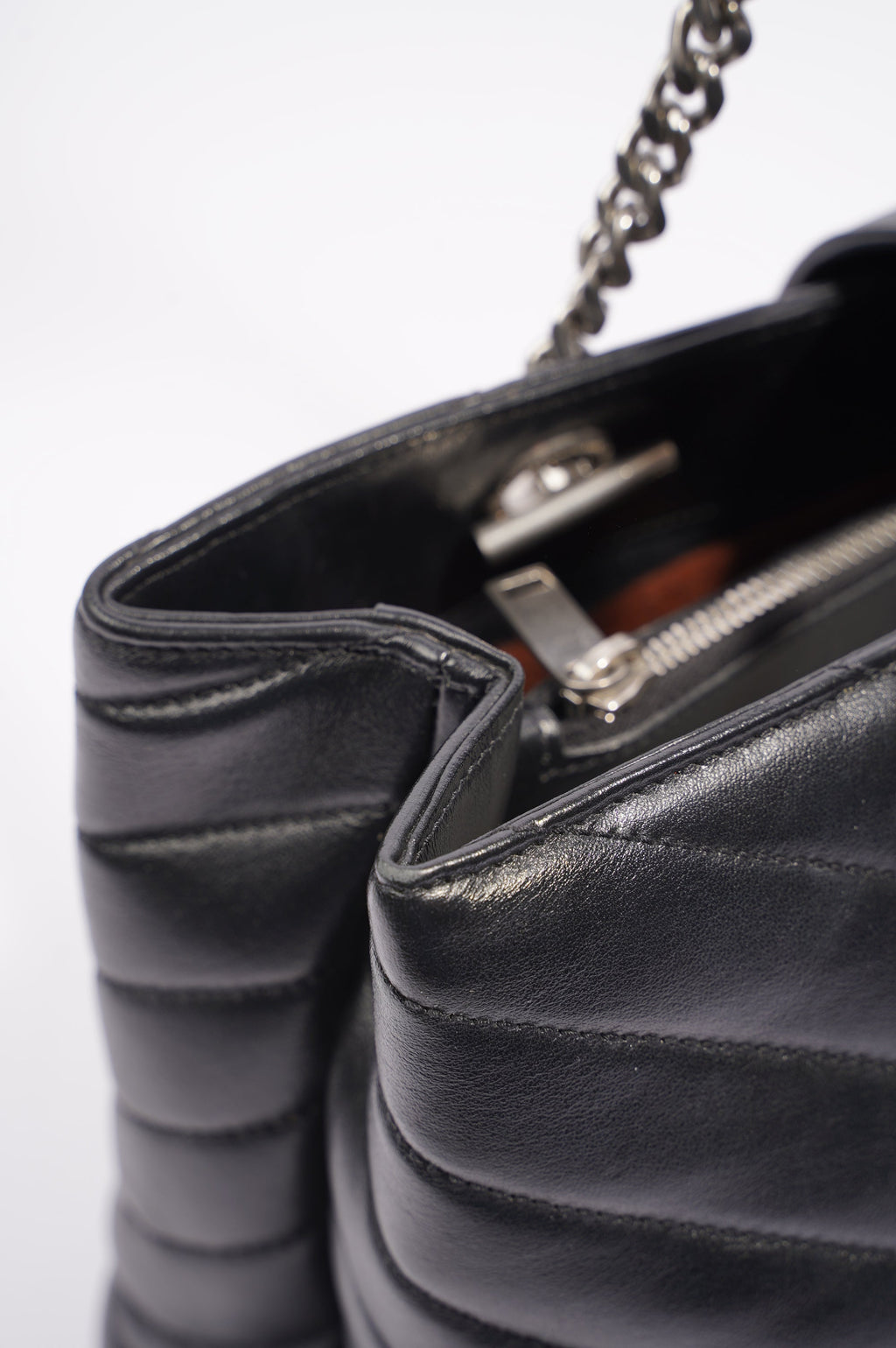Saint Laurent Womens Lou Lou Shopper Bag Black / Silver Large
