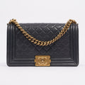 Chanel Womens Boy Bag Navy Lambskin Medium