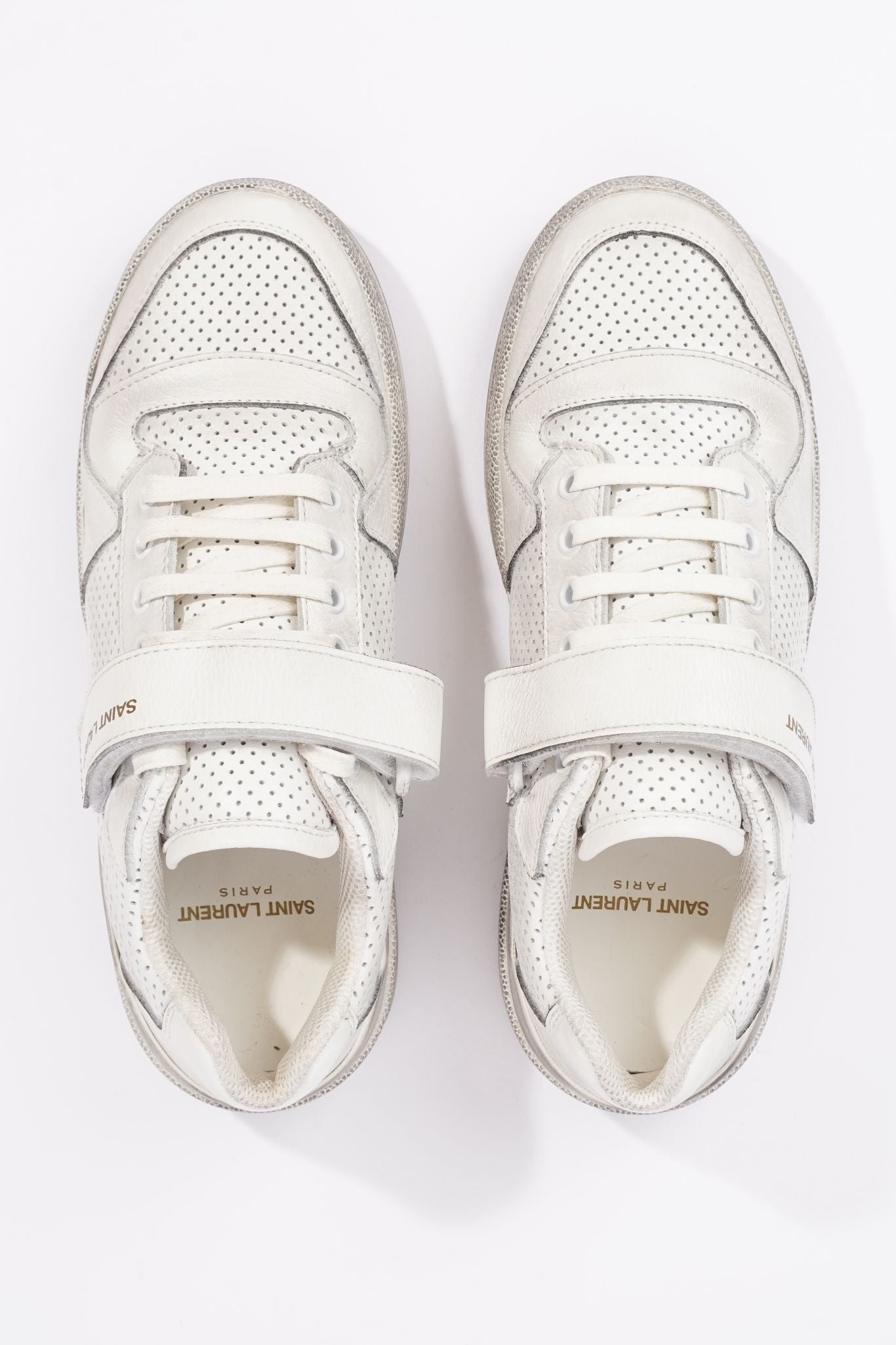 Saint Laurent Womens SL24 Low Top Sneaker Distressed White EU 37.5 / UK 4.5