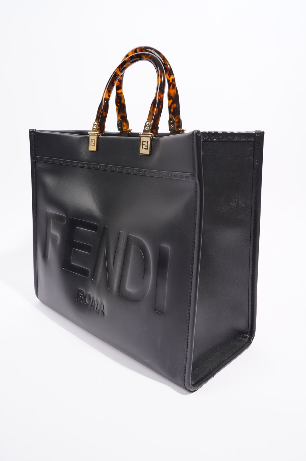 Fendi Womens Sunshine Shopping Bag Black Medium