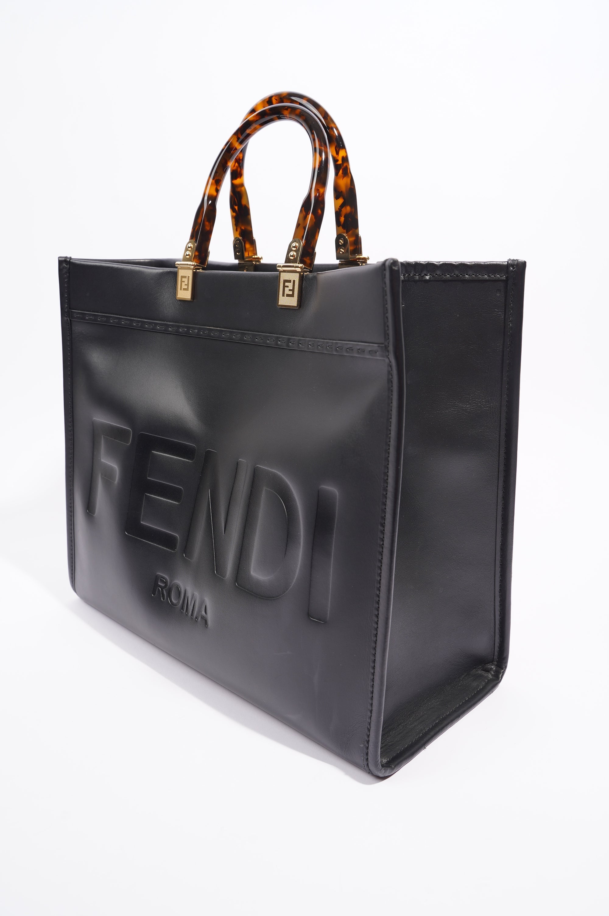 Fendi Womens Sunshine Shopping Bag Black Medium