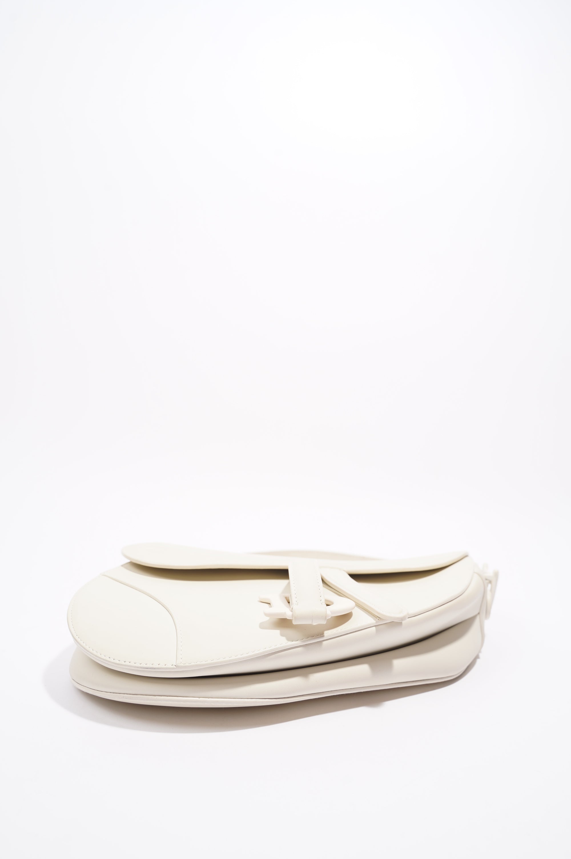 Christian Dior Womens Saddle Bag White Leather