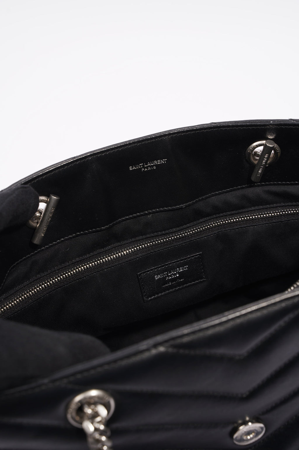 Saint Laurent Womens Lou Lou Shopper Bag Black / Silver Large