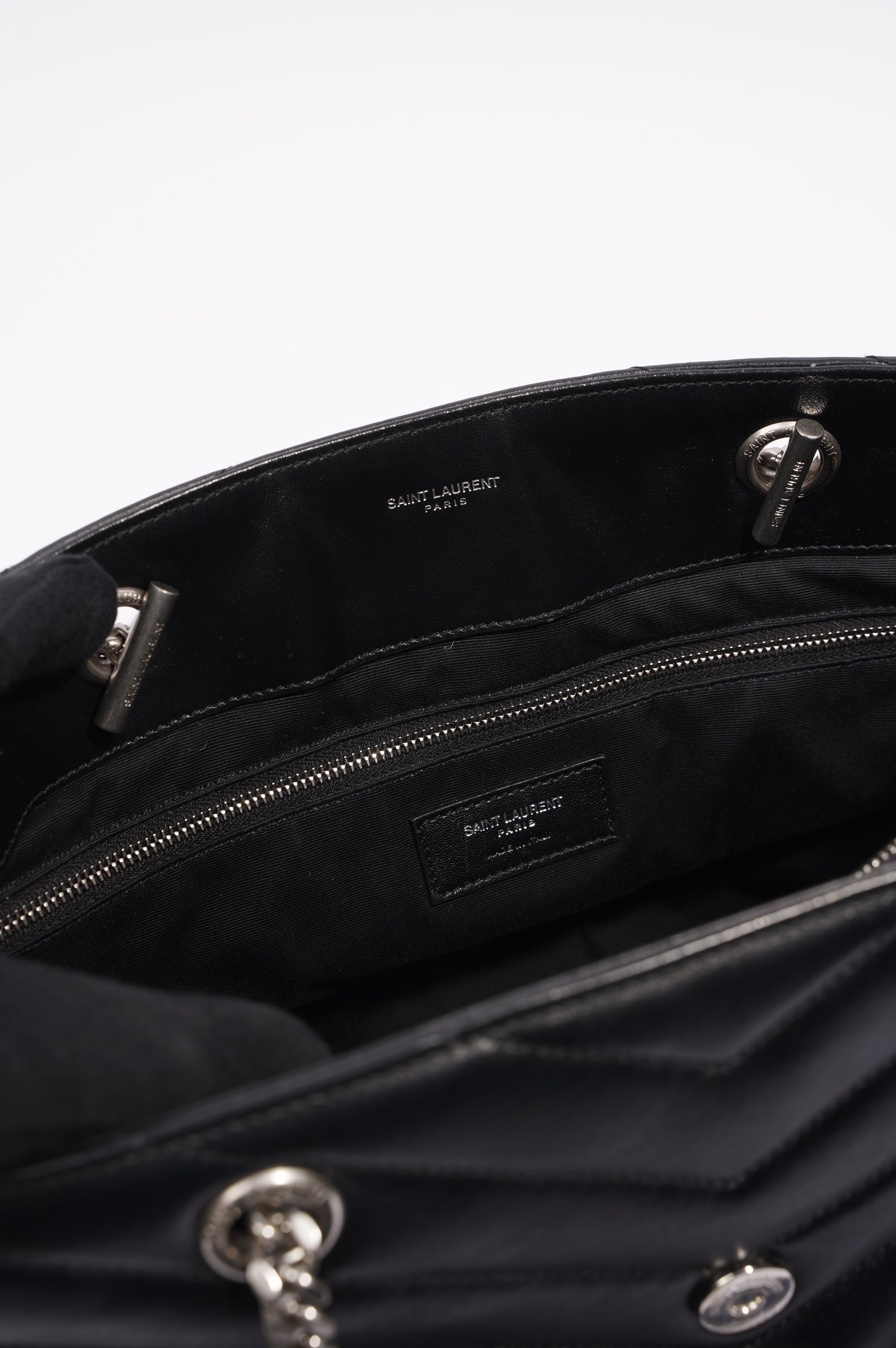Saint Laurent Womens Lou Lou Shopper Bag Black / Silver Large