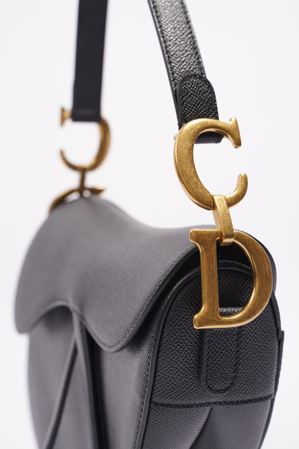 Christian Dior Womens Saddle Bag Black Leather