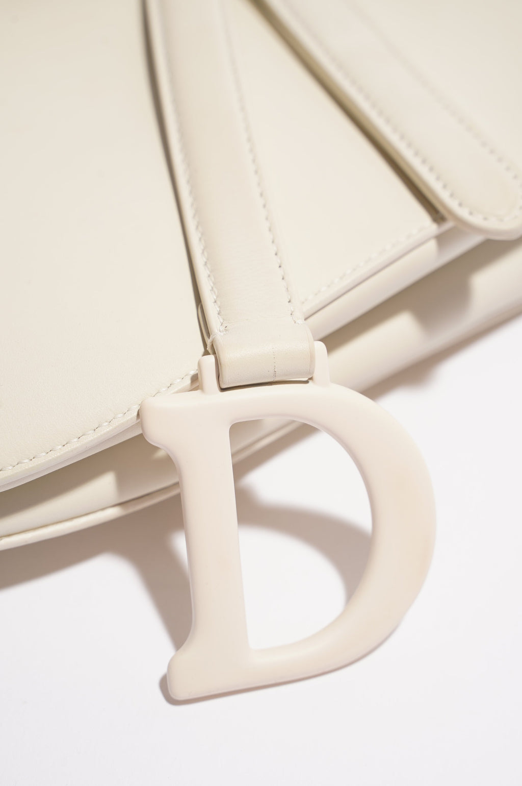 Christian Dior Womens Saddle Bag White Leather